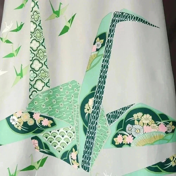 VINTAGE 1970s Crane Print Maxi Sun Dress S - Picture 11 of 12